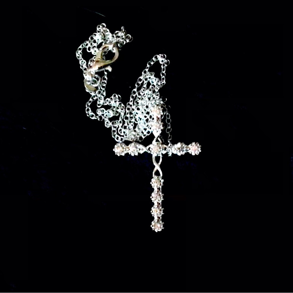 Sterling and crystal cross necklace